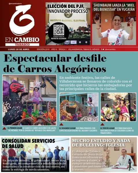 Portada de En Cambio - Tabasco (portada) del lunes, 28 de abril de 2025