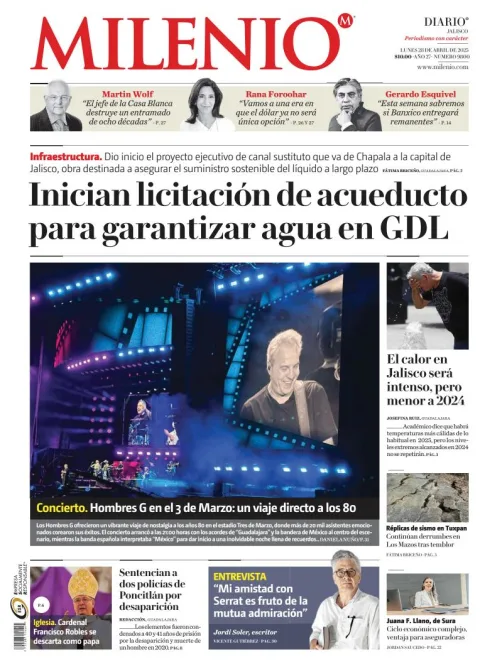 Portada de Milenio Jalisco del lunes, 28 de abril de 2025