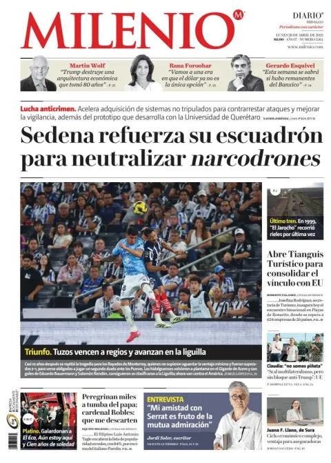 Portada de Milenio Hidalgo del lunes, 28 de abril de 2025
