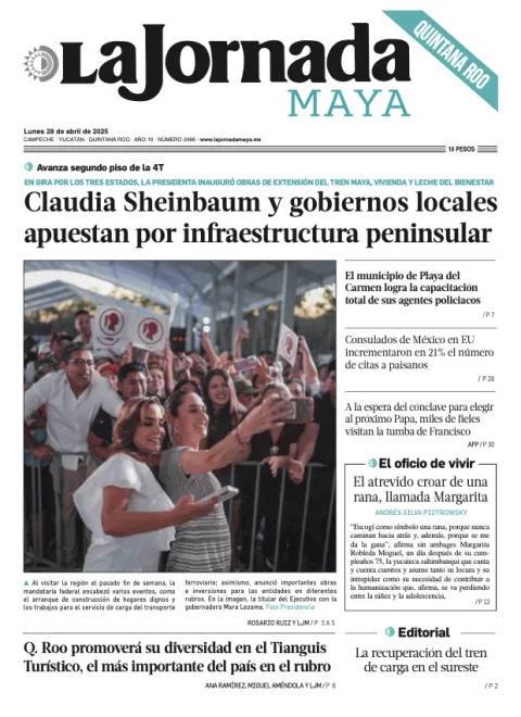 Portada de La Jornada Maya Quintana Roo del lunes, 28 de abril de 2025