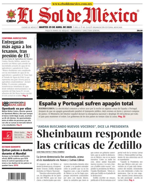 Portada de El Sol de Mexico