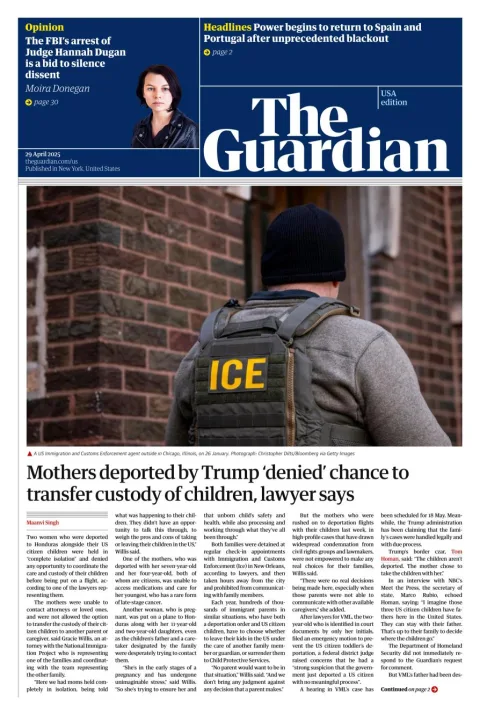 Portada de The Guardian (usa) del martes, 29 de abril de 2025