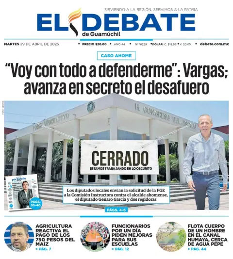 Portada de El Debate de Guamuchil