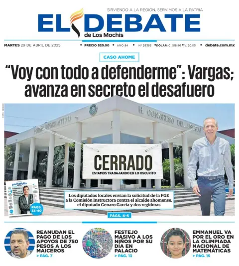 Portada de El Debate de los Mochis