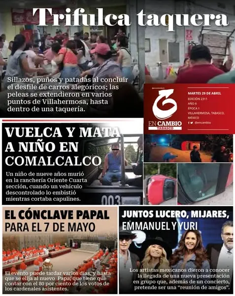 Portada de En Cambio - Tabasco (contraportada) del martes, 29 de abril de 2025