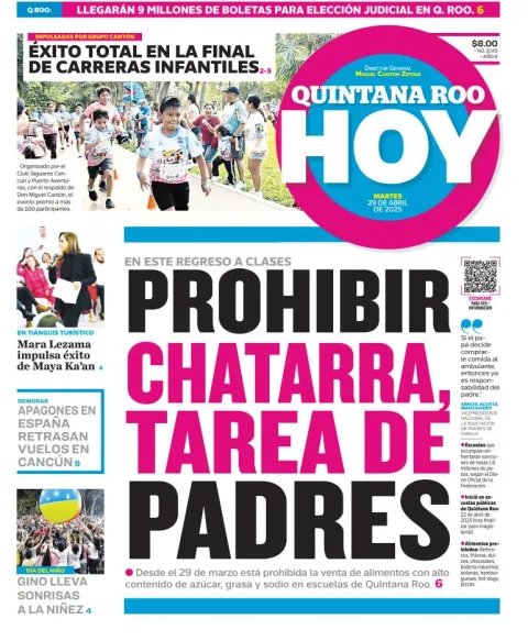Portada de Quintana Roo Hoy del martes, 29 de abril de 2025