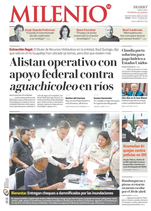 Portada de Milenio Tamaulipas del martes, 29 de abril de 2025