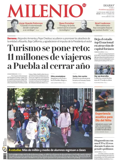 Portada de Milenio Puebla del martes, 29 de abril de 2025