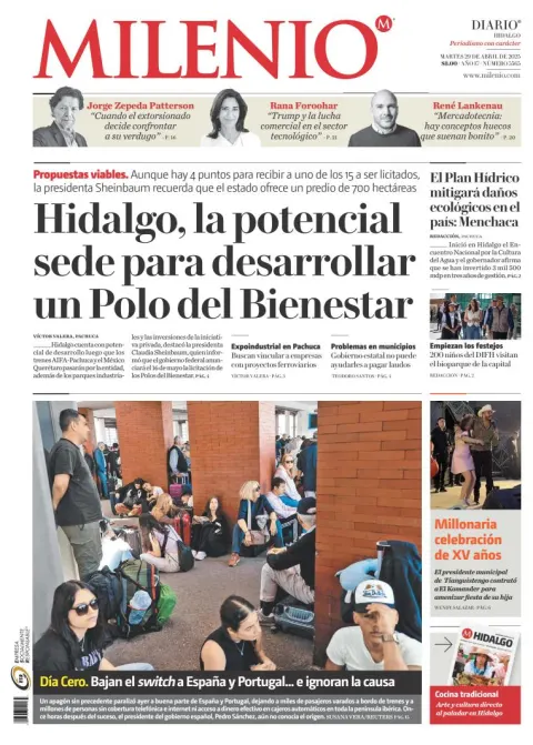 Portada de Milenio Hidalgo del martes, 29 de abril de 2025