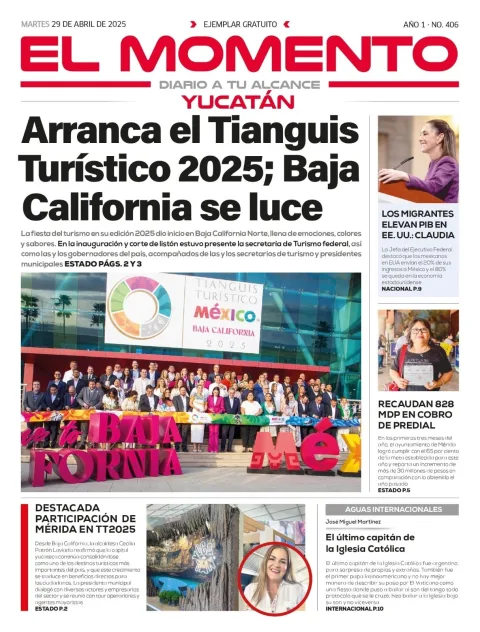 Portada de El Momento Yucatan del martes, 29 de abril de 2025