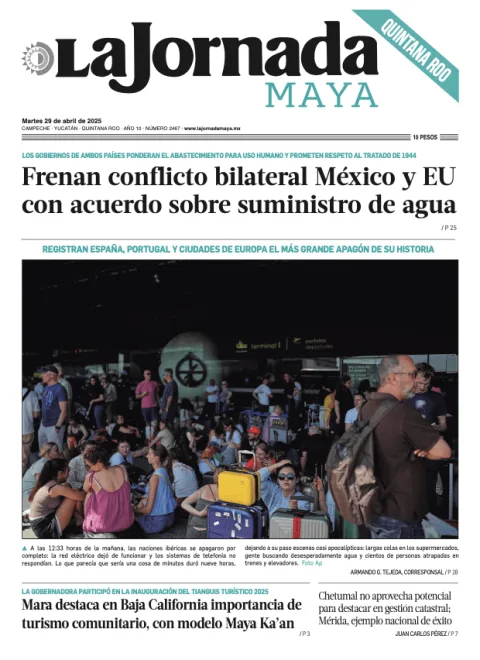 Portada de La Jornada Maya Quintana Roo del martes, 29 de abril de 2025