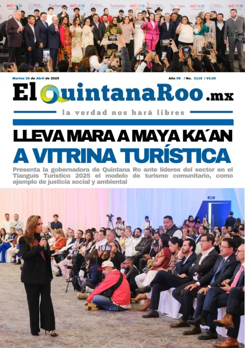 Portada de El Quintana Roo (portada) del martes, 29 de abril de 2025