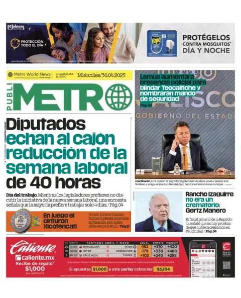 Portada de Publimetro Guadalajara