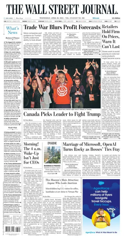 Portada de The Wall Street Journal
