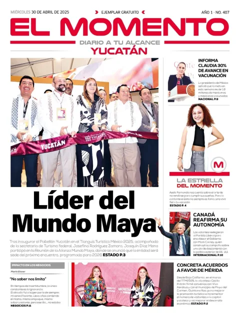 Portada de El Momento Yucatan del miércoles, 30 de abril de 2025