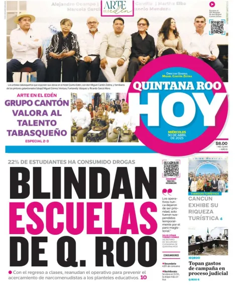 Portada de Quintana Roo Hoy del miércoles, 30 de abril de 2025