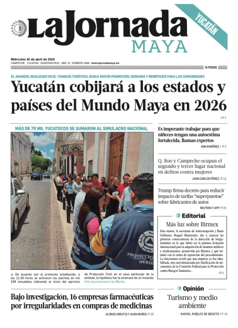 Portada de La Jornada Maya Yucatán del miércoles, 30 de abril de 2025
