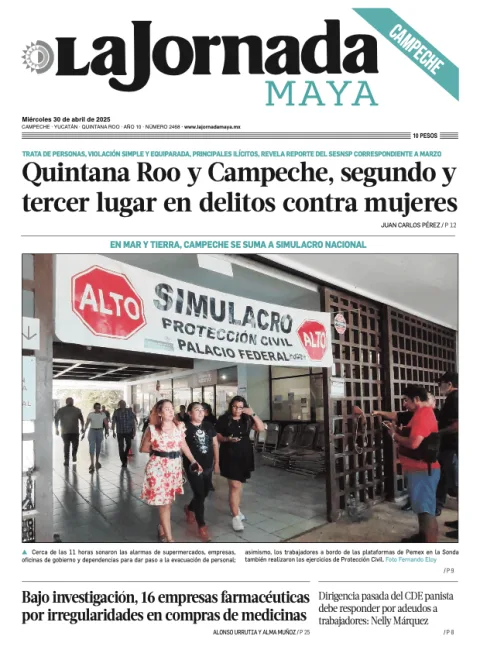 Portada de La Jornada Maya Campeche del miércoles, 30 de abril de 2025