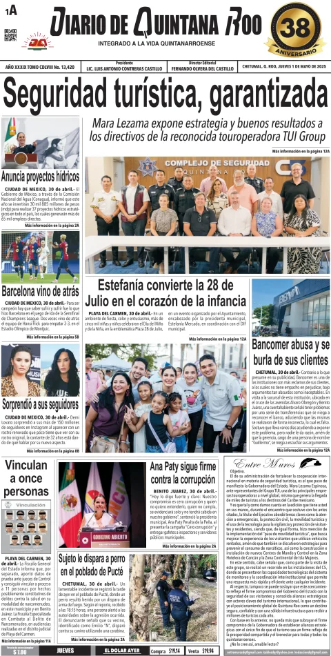 Portada de Diario de Quintana Roo (portada)
