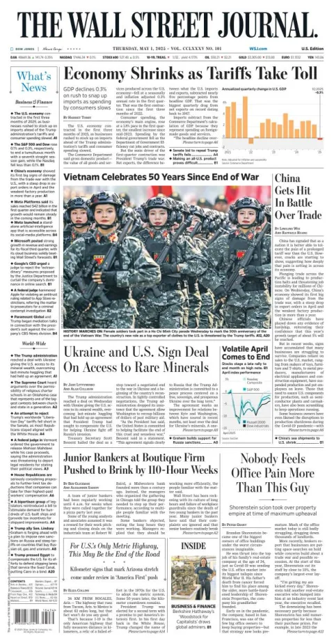 Portada de The Wall Street Journal