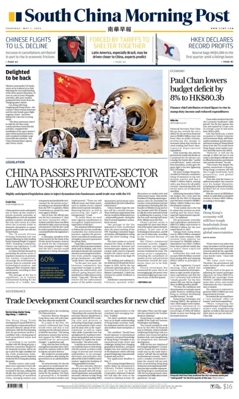 Portada de South China Morning Post