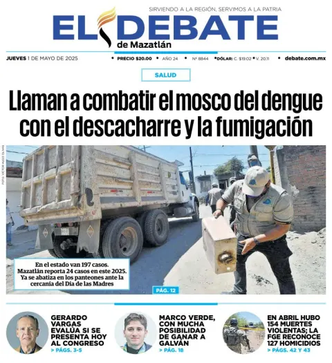 Portada de El Debate de Mazatlan