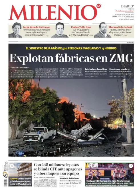 Portada de Milenio Jalisco del jueves, 1 de mayo de 2025