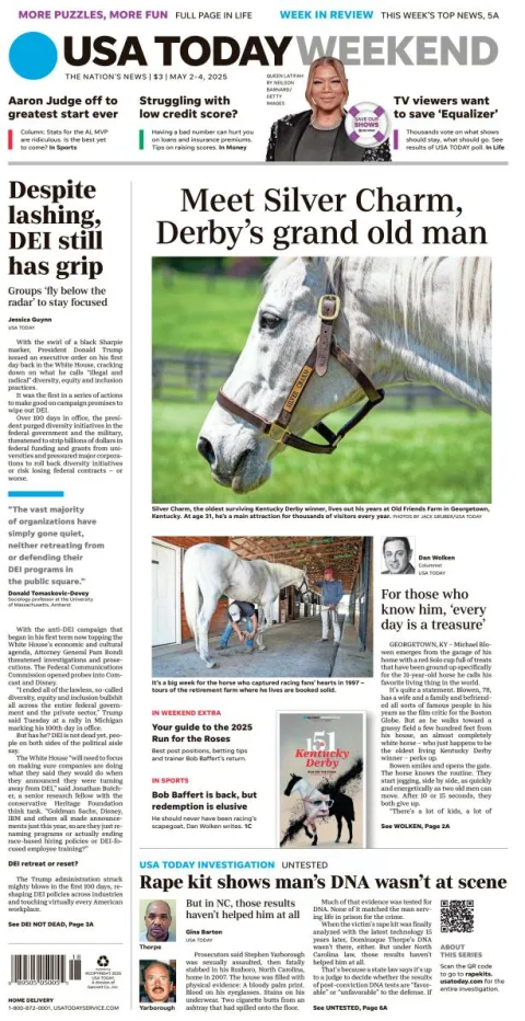 Portada de Usa Today del viernes, 2 de mayo de 2025