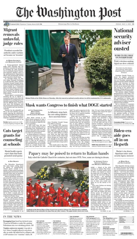 Portada de The Washington Post del viernes, 2 de mayo de 2025