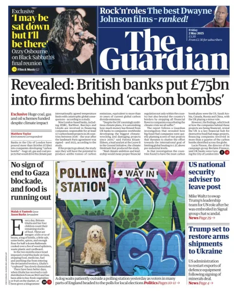 Portada de The Guardian (reino Unido) del viernes, 2 de mayo de 2025