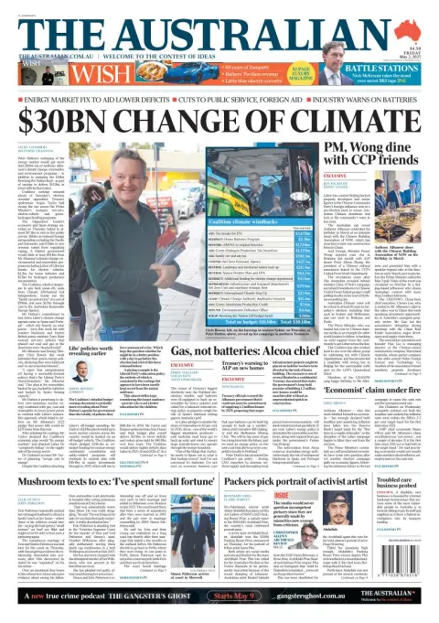 Portada de The Australian del viernes, 2 de mayo de 2025