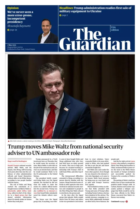 Portada de The Guardian (usa)