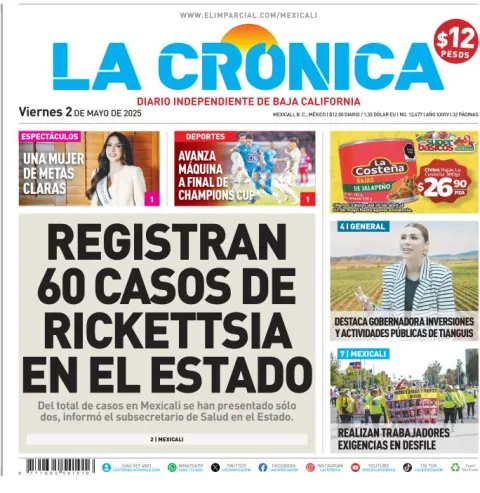 Portada de La Cronica del viernes, 2 de mayo de 2025