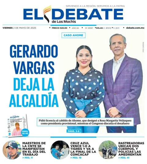 Portada de El Debate de los Mochis del viernes, 2 de mayo de 2025