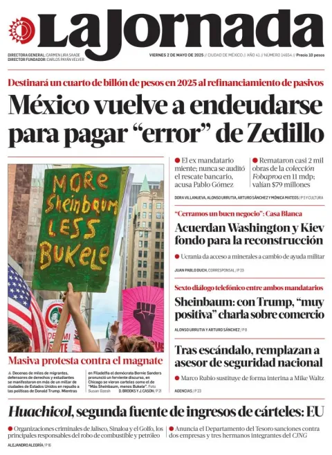 Portada de La Jornada del viernes, 2 de mayo de 2025