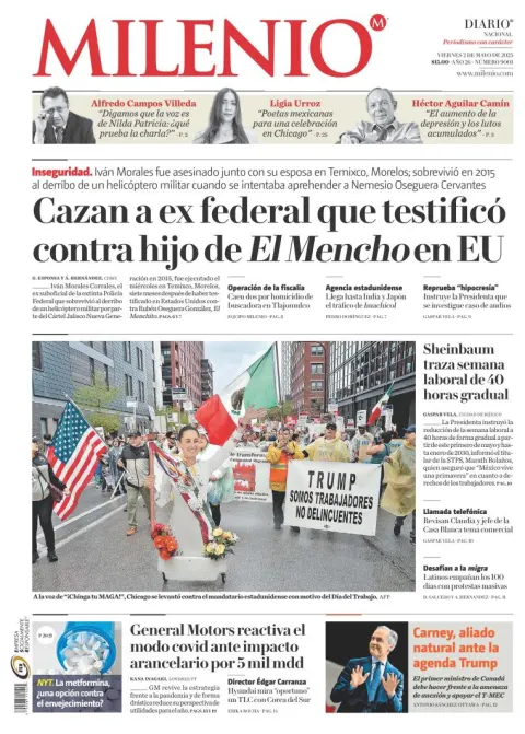 Portada de Milenio del viernes, 2 de mayo de 2025