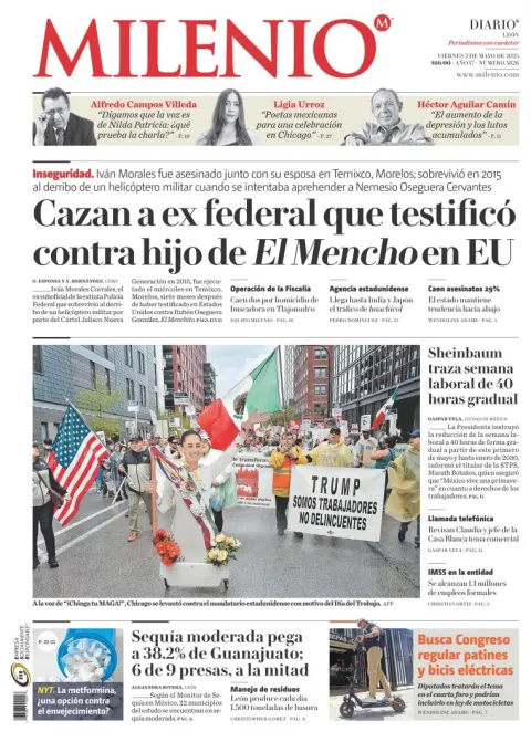 Portada de Milenio Leon del viernes, 2 de mayo de 2025