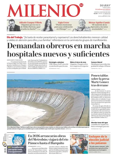 Portada de Milenio Tamaulipas del viernes, 2 de mayo de 2025