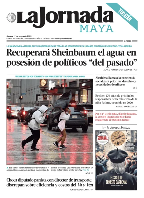 Portada de La Jornada Maya Yucatán del jueves, 1 de mayo de 2025