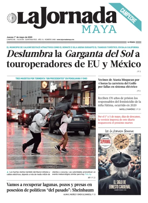 Portada de La Jornada Maya Campeche del jueves, 1 de mayo de 2025