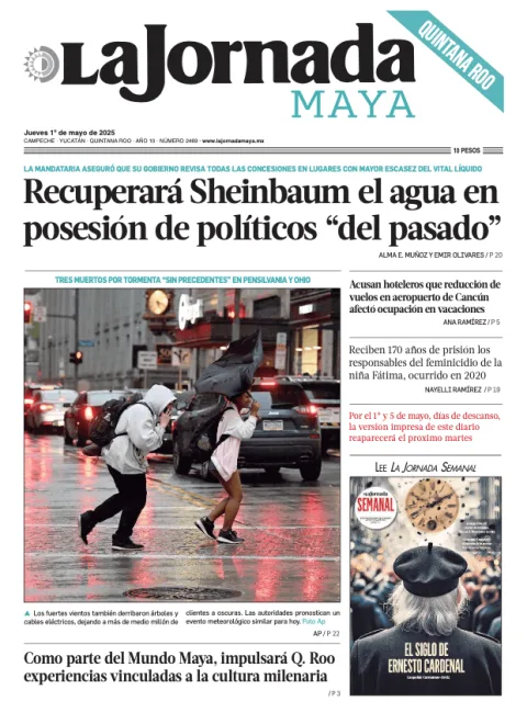 Portada de La Jornada Maya Quintana Roo del jueves, 1 de mayo de 2025