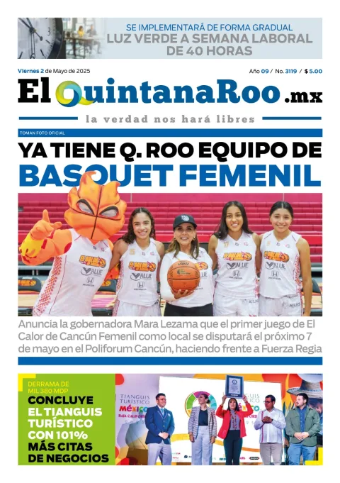 Portada de El Quintana Roo (portada) del viernes, 2 de mayo de 2025