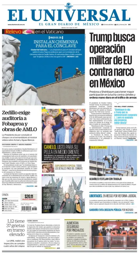 Portada de El Universal
