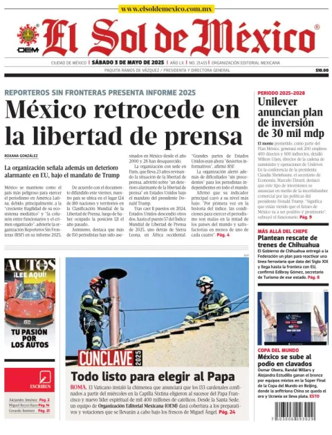 Portada de El Sol de Mexico