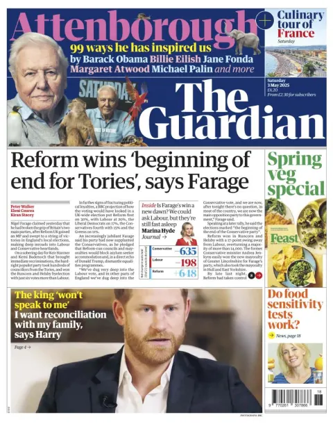 Portada de The Guardian (reino Unido)