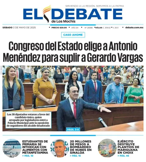 Portada de El Debate de los Mochis del sábado, 3 de mayo de 2025