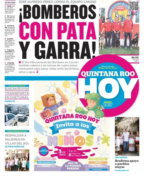 Portada de Quintana Roo Hoy del sábado, 3 de mayo de 2025