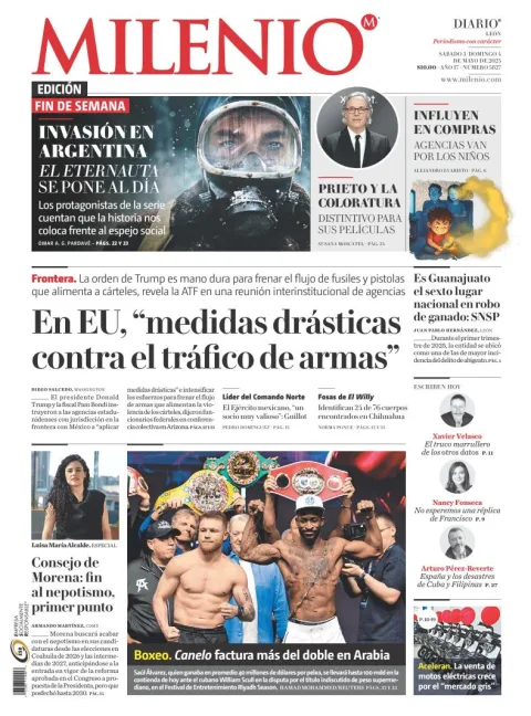 Portada de Milenio Leon del sábado, 3 de mayo de 2025