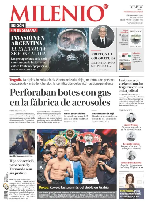 Portada de Milenio Jalisco del sábado, 3 de mayo de 2025