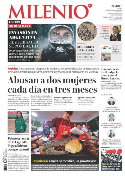 Portada de Milenio Puebla del sábado, 3 de mayo de 2025